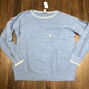LOFT Outlet Sweater Size L Blue Metallic Trim